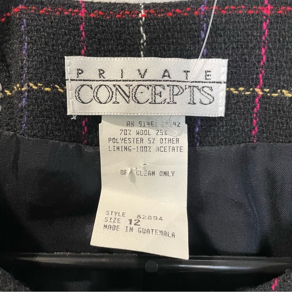 Private Concepts Jacket 5 Button Front Black Plaid Wool Blend Gently Worn Size12 - Picture 6 of 8